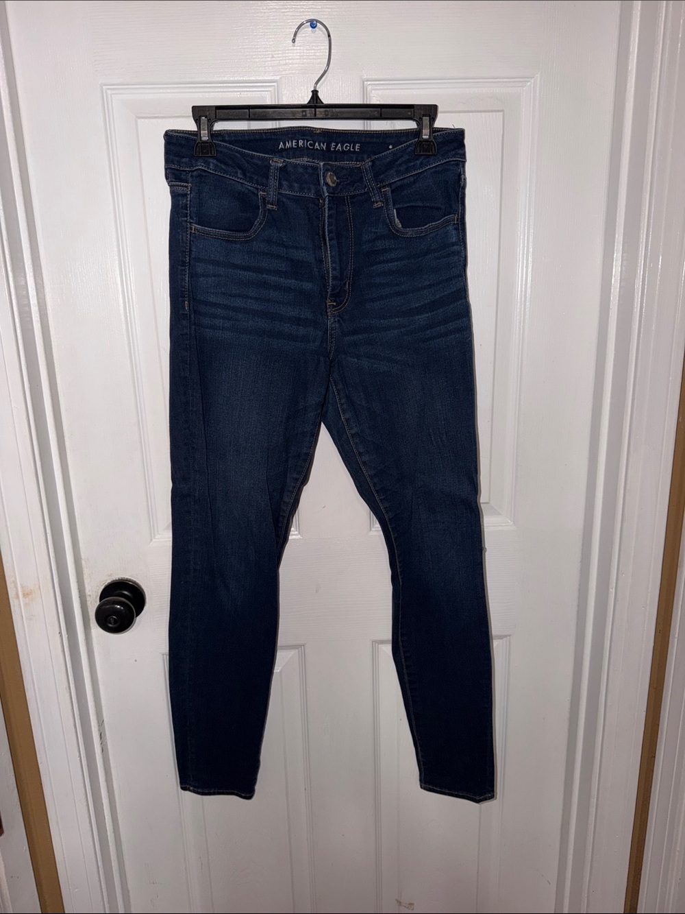 American Eagle Outfitters Slim High-Rise Skinny Jeans in Dark Blue Wash